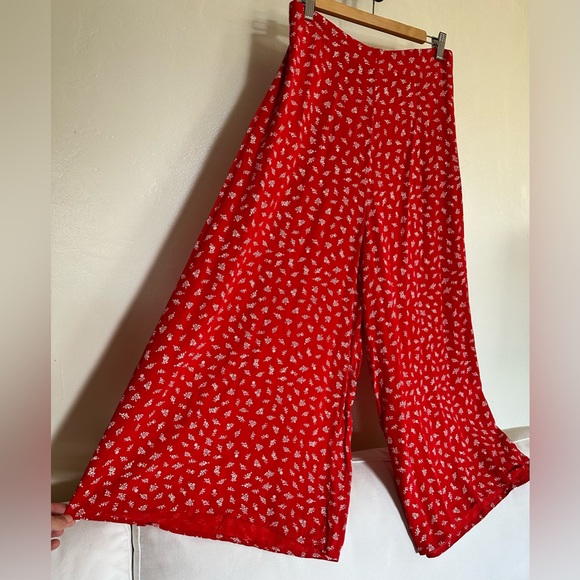 Billabong Pants - Billabong Pants - high waist wide leg - Red - Large